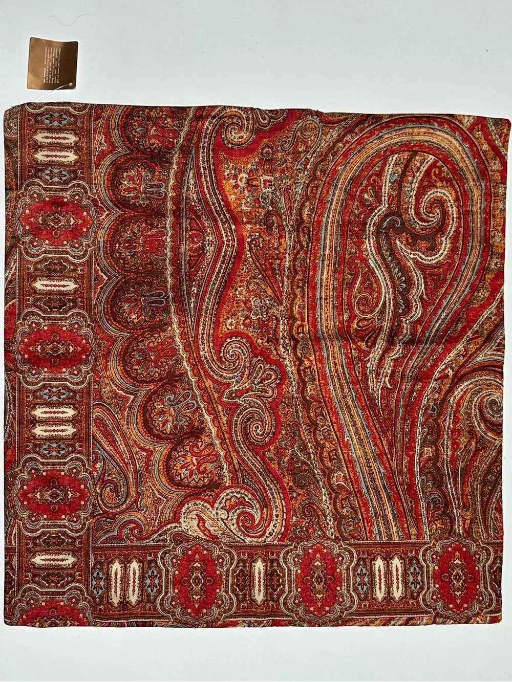 NWT Pottery Barn Paisley Accent Pillow Cover in Red, Brown, Blue, 24” Square